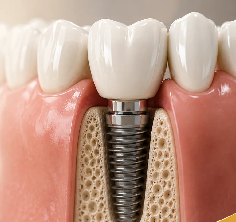 Representação anatômica de implante dentário unitário em Florianópolis